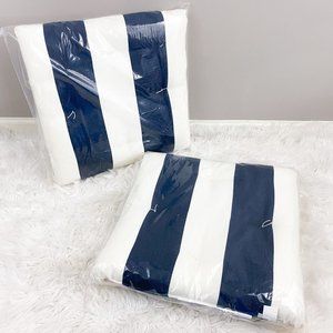 Pottery Barn Universal Tufted Dining Cushion Indoor Outdoor Navy White Stripe